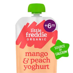 Little Freddie 100g Stage 1 +6 Months Organic Mango & Peach Yoghurt Smooth Pouch - gallery image 2