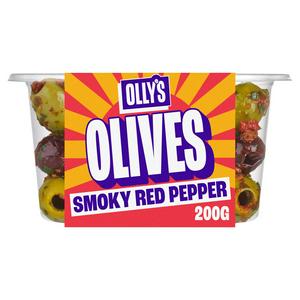 Olly's 200g Smoky Red Pepper Halkidiki & Volos Olives