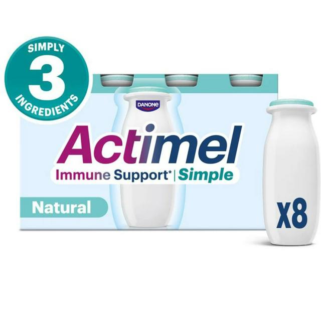 Actimel 8 x 100g Simple Immune Support Natural Yoghurt Drink - gallery image 1