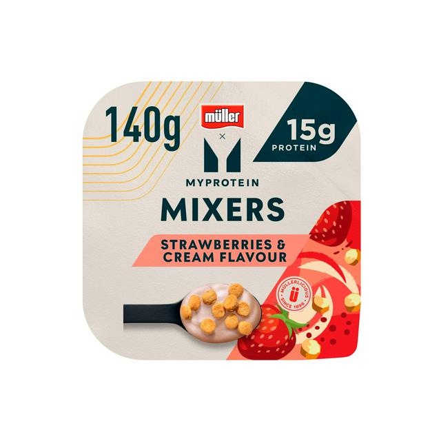 Müller x Myprotein 140g Strawberries & Cream Mixers Yogurt - gallery image 1