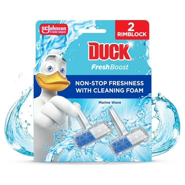 Duck Fresh Boost 2 x 16g Marine Wave Toilet Rim Block - gallery image 1