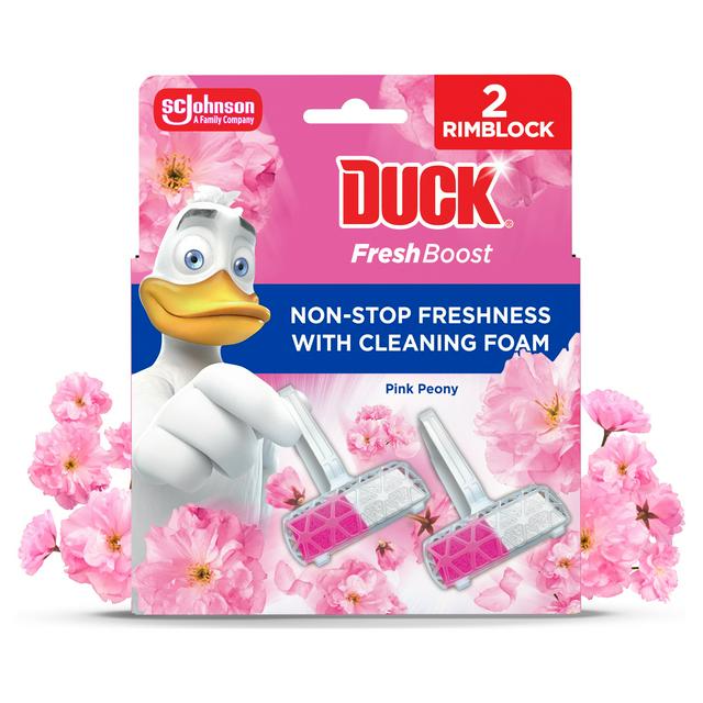 Duck Fresh Boost 2 x 16g Pink Peony Toilet Rim Block - gallery image 1