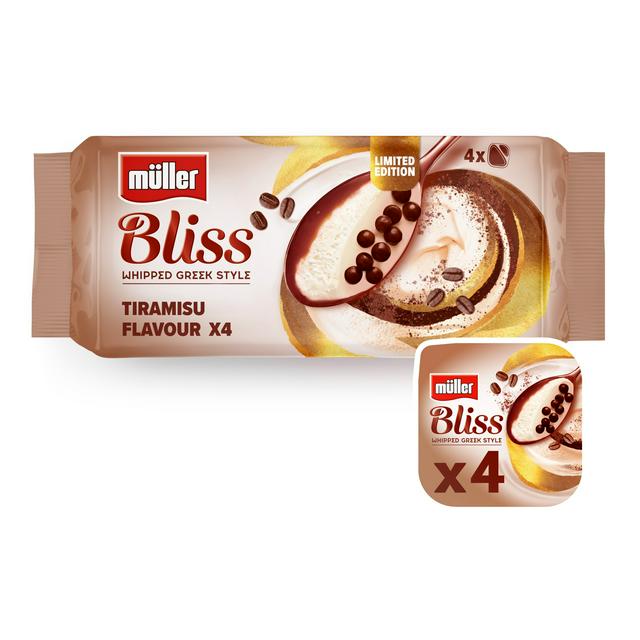 Müller Bliss Limited Edition Tiramisu Flavour Whipped Greek Style 400g (4 x 100g) - gallery image 1