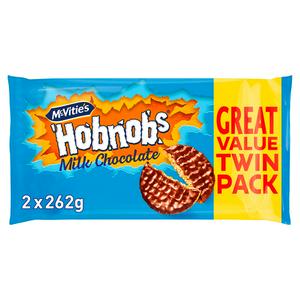 McVitie's Hobnobs 2 x 262g Milk Chocolate Twin Pack Biscuits