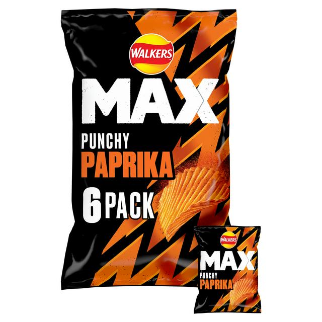 Walkers Max 6 x 27g Punchy Paprika Multipack Crisps - gallery image 1