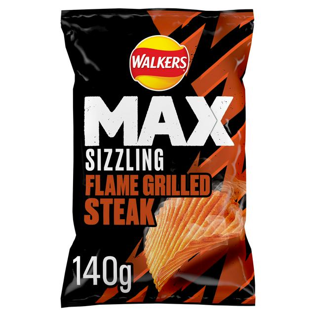 Walkers 140g Max Sizzling Flame Grilled Steak Sharing Crisps - gallery image 1