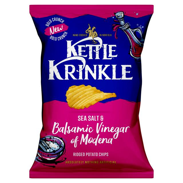 Kettle Krinkle 130g Sea Salt & Balsamic Vinegar of Modena Ridged Potato Chips - gallery image 1
