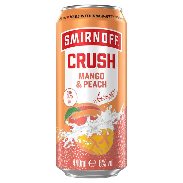 Smirnoff 440ml 6% Vol Crush Mango & Peach Vodka Mixed Drink Can - gallery image 1