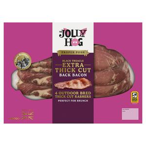 The Jolly Hog 4 x British Extra Thick Cut Black Treacle Back Bacon Rashers 200g