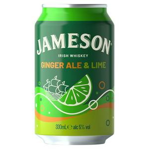 Jameson Irish Whiskey Ginger & Lime Ready to Drink Pre-Mixed 330mL