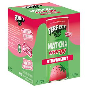 Perfect Ted 4 x 250ml Sparkling Matcha Strawberry Energy Drink
