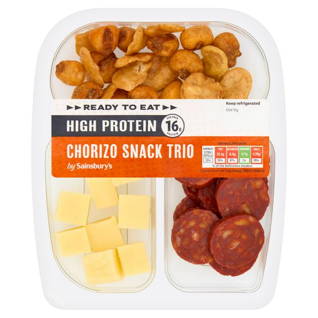Sainsbury's 80g High Protein Reay to Eat Chorizo Snack Trio - gallery image 1