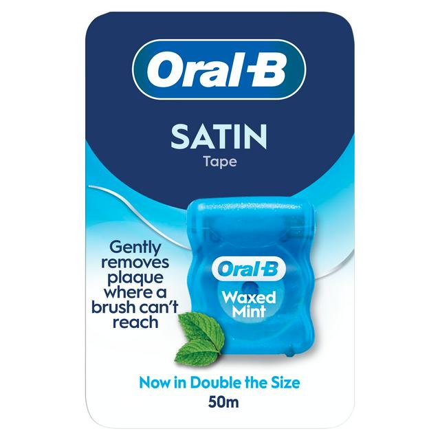 Oral-B Satin 50m Mint Flavour Waxed Tape Dental Floss - gallery image 1
