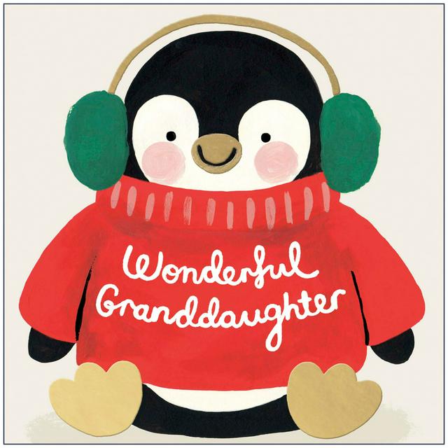 Sainsbury's Penguin Design Granddaughter Christmas Greeting Card - gallery image 1