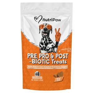 NutriPaw 60 x Beef Flavour Pre, Pro & Post-Biotic Dog Treats with Epicor Pets Complementary Chews 150g