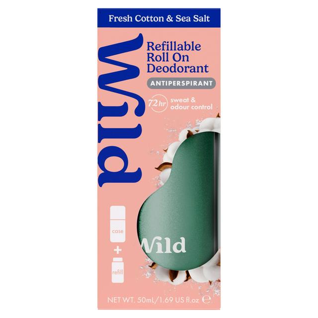 Wild 50ml Fresh Cotton & Sea Salt Refillable Roll on Antiperspirant Deodorant - gallery image 1