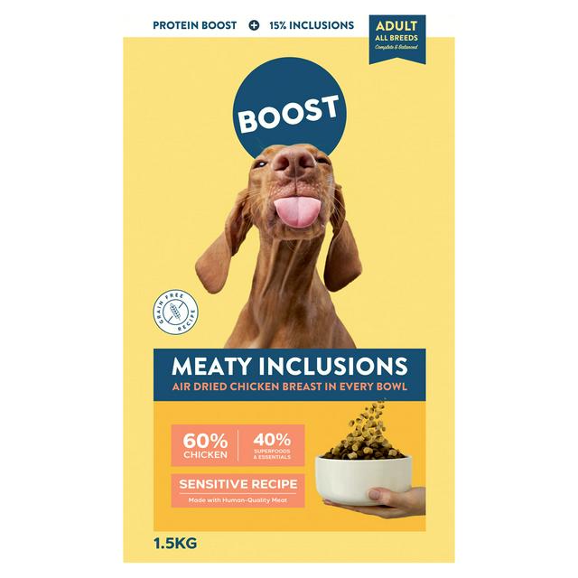 Boost 1.5kg Meaty Inclusions Complete & Balanced Adult All Breeds Dry Dog Food - gallery image 1