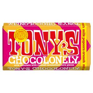 Tony's Chocolonely 180g Milk Chocolate with Roasted Caramelised Corn Pieces Chocolate Bar