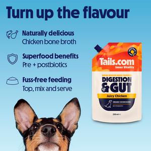 Tails.com Inner Vitality 250ml Digestion & Gut Juicy Chicken Bone Broth Meal Topper Dog Food - gallery image 2