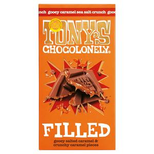 Tony's Chocolonely 135g Filled Salted Caramel & Pieces Chocolate Bar