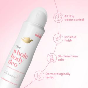 Dove 150ml Raspberry & Rose Whole Body Deodorant Spray - gallery image 2