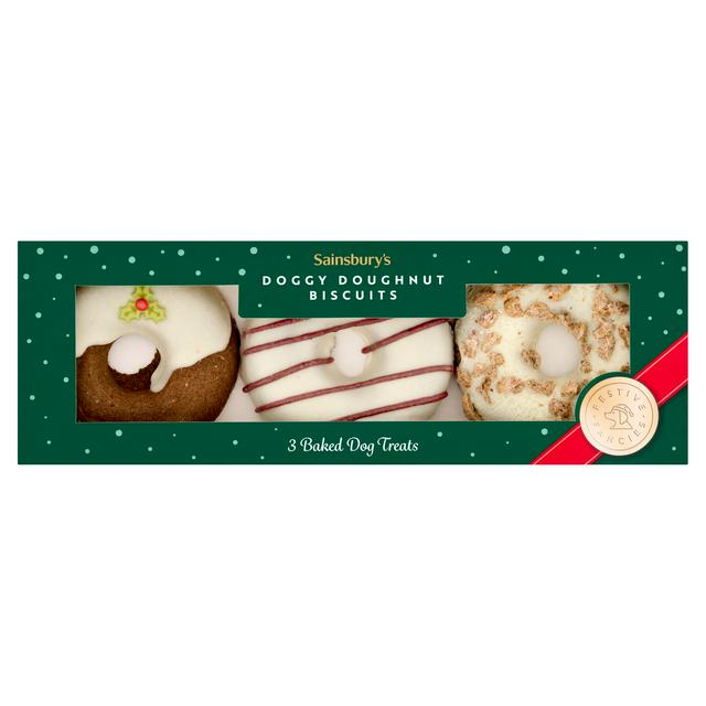 Sainsbury's 3 x Doggy Doughnut Biscuits Baked Dog Treats - gallery image 1