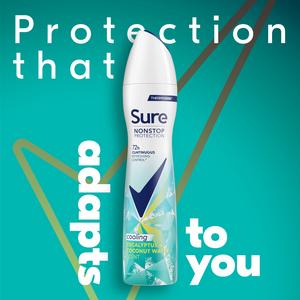 Sure Women 250ml Eucalyptus & Coconut Nonstop Protection Water Antiperspirant Aerosol Deodorant Spray - gallery image 4