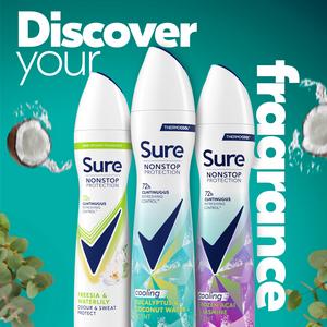 Sure Women 250ml Eucalyptus & Coconut Nonstop Protection Water Antiperspirant Aerosol Deodorant Spray - gallery image 5