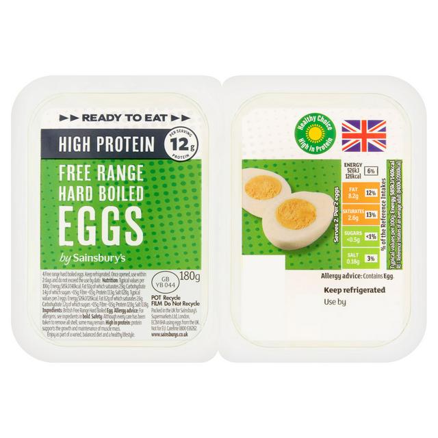 Sainsbury's 4 x High Protein Reay to Eat Peeled Hard Boiled Eggs 180g - gallery image 1