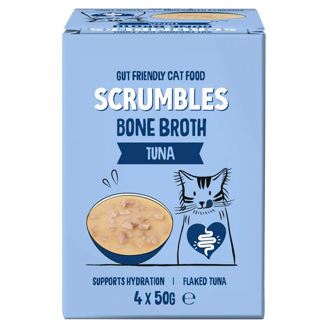 Scrumbles 4 x 50g Bone Broth Tuna Wet Cat Food - gallery image 1