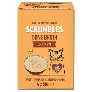 Scrumbles 4 x 50g Bone Broth Chicken Wet Cat Food