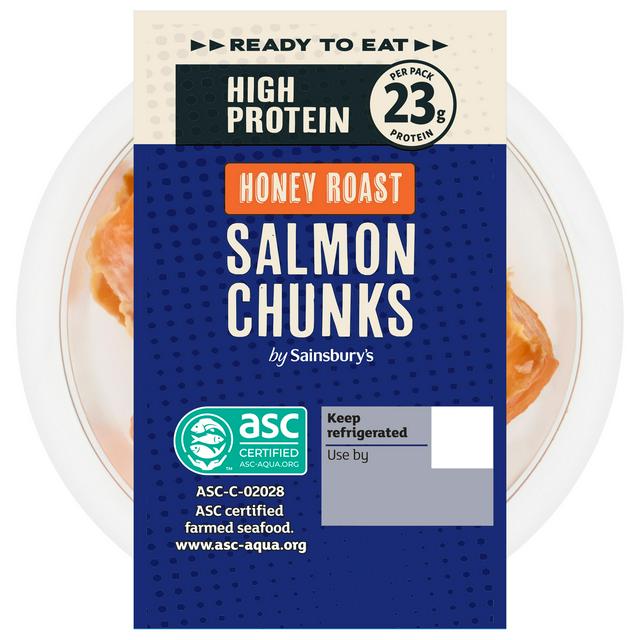 Sainsbury's 80g High Protein Ready to Eat Honey Roast Salmon Chunk - gallery image 1