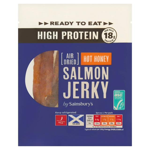 Sainsbury's 50g High Protein Ready to Eat Hot Honey Salmon Jerky - gallery image 1