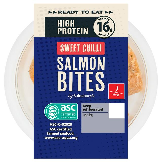 Sainsbury's 80g High Protein Ready to Eat Sweet Chilli Salmon Bites - gallery image 1