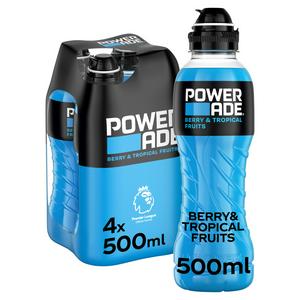 Powerade 4 x 500ml Berry & Tropical Sports Drink Bottles