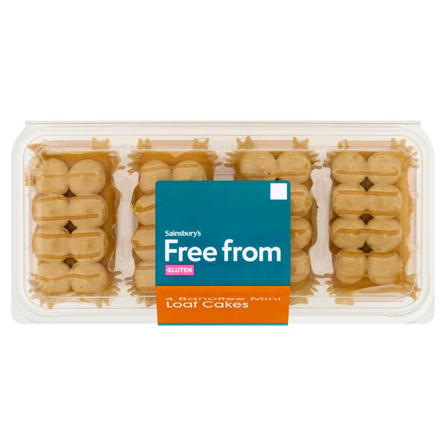 Sainsbury's Free From 4 x Banoffee Mini Loaf Cakes 255g - gallery image 1