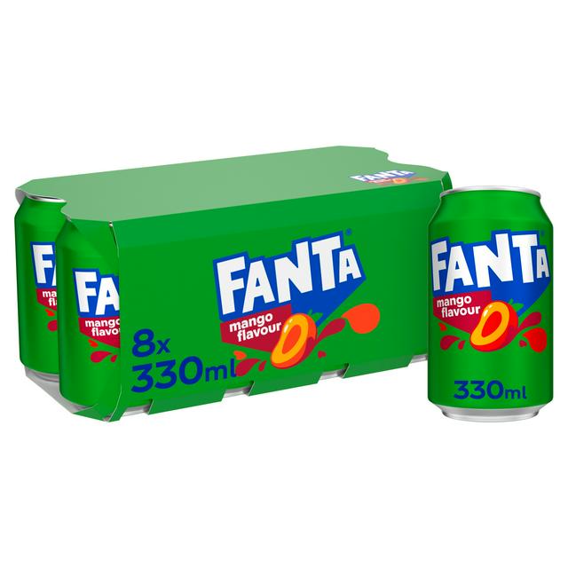 Fanta 8 x 330ml Mango Soft Drink Cans - gallery image 1