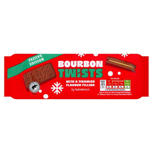 Sainsbury's 150g Tiramisu Flavour Filled Bourbon Twists Biscuits, Festive Edition - gallery image 1