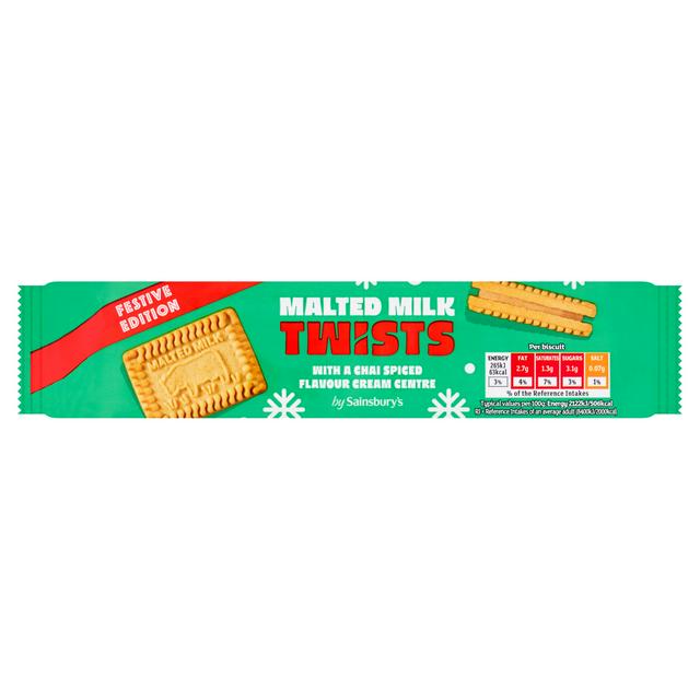 Sainsbury's 150g Malted Milk Twists Biscuits, Festive Edition - gallery image 1
