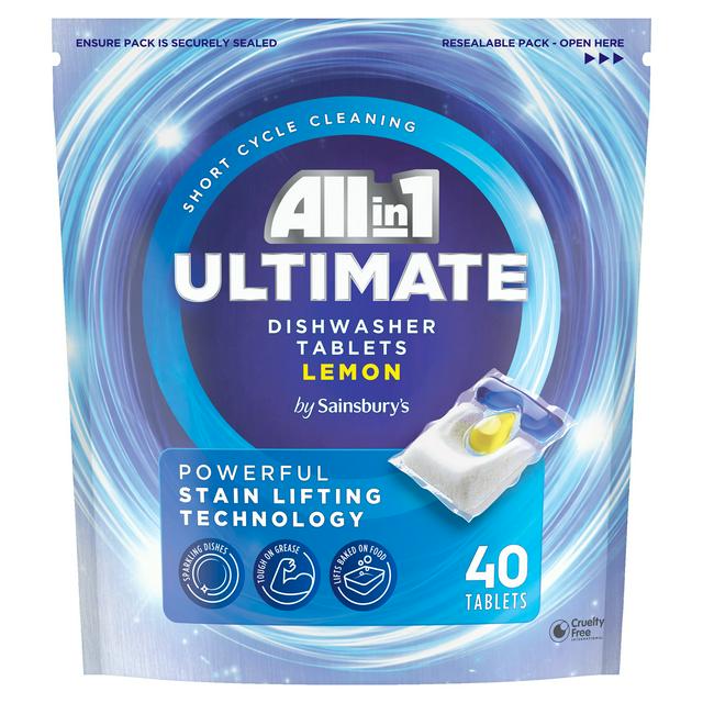 Sainsbury's 480g All in 1 Ultimate Lemon Dishwasher Tablets - gallery image 1