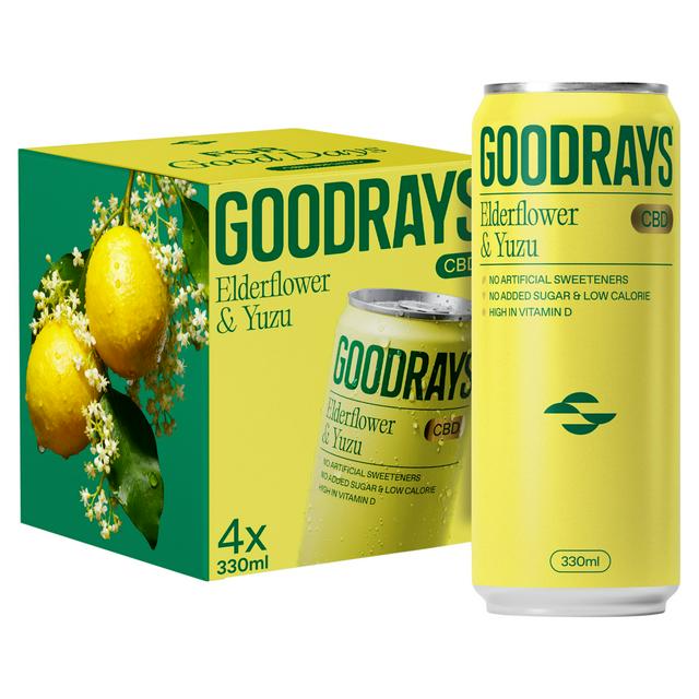 Goodrays 4 x 330ml Elderflower & Yuzu CBD Cans - gallery image 1