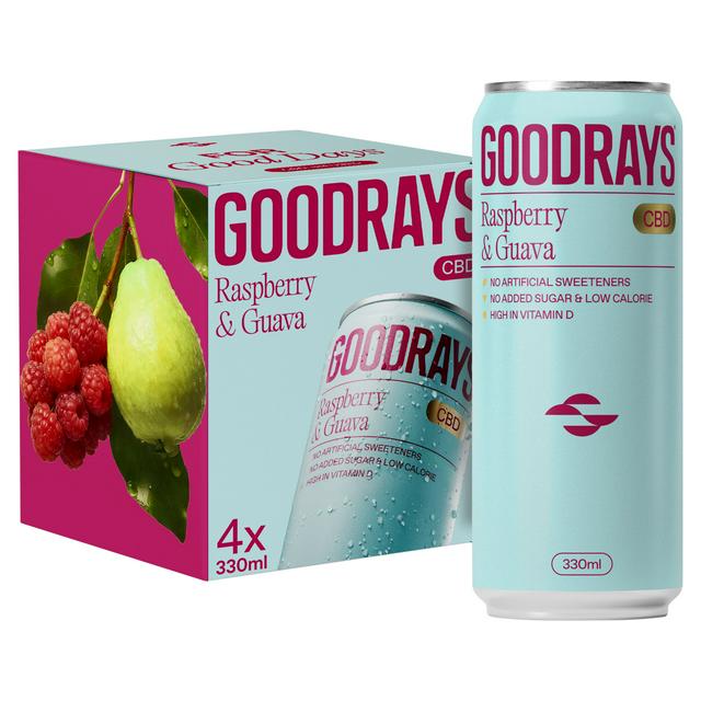 Goodrays 4 x 330ml CBD Raspberry & Guava Can - gallery image 1