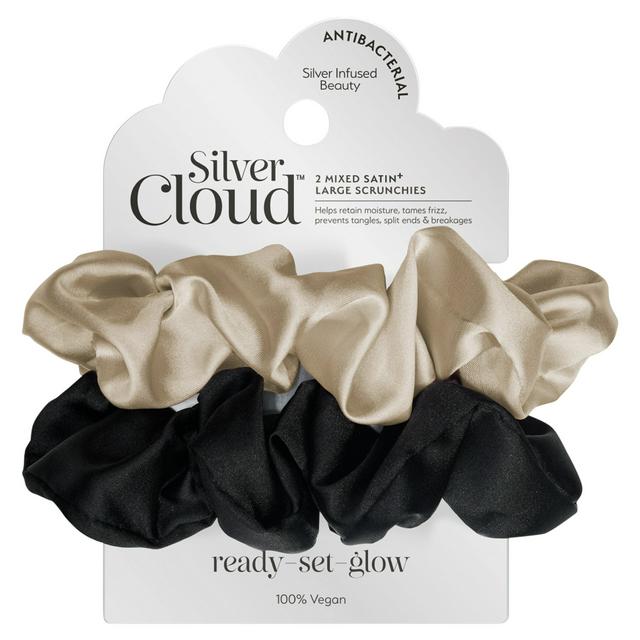 Silver Cloud Large Scrunchies 2 x Mixed Satin+ - gallery image 1