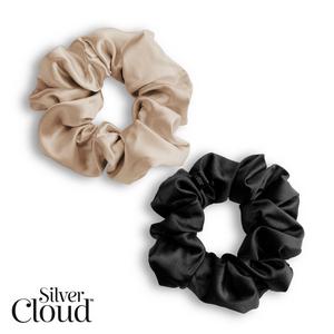 Silver Cloud Large Scrunchies 2 x Mixed Satin+ - gallery image 2