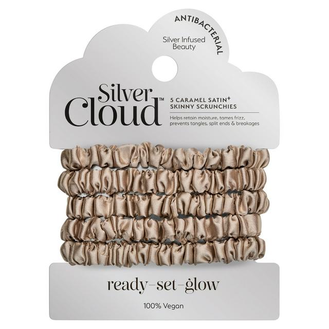 Silver Cloud Skinny Scrunchies 5 x Caramel Satin+ - gallery image 1