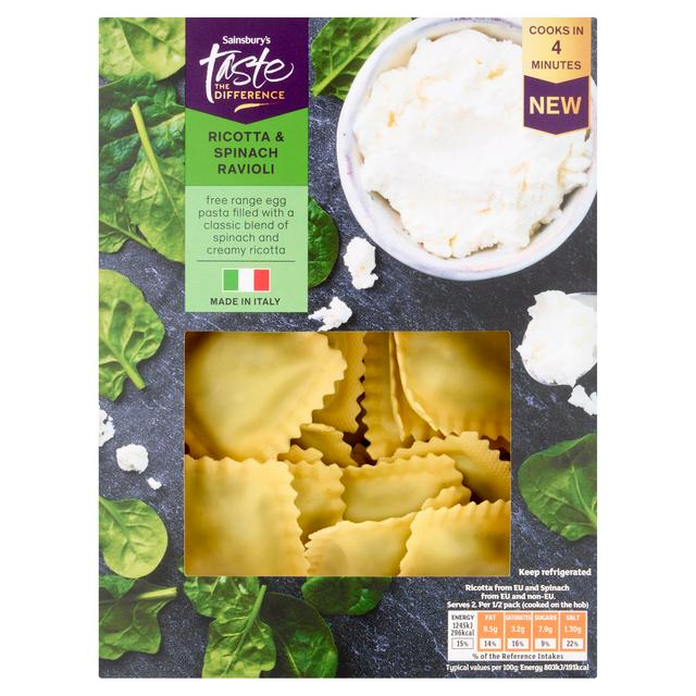 Sainsbury's 250g Ricotta & Spinach Ravioli Pasta, Taste the Difference - gallery image 1