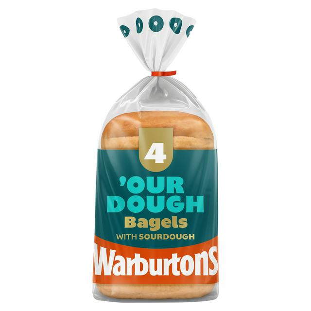 Warburtons 4 x Our Dough Bagels with Sourdough - gallery image 1
