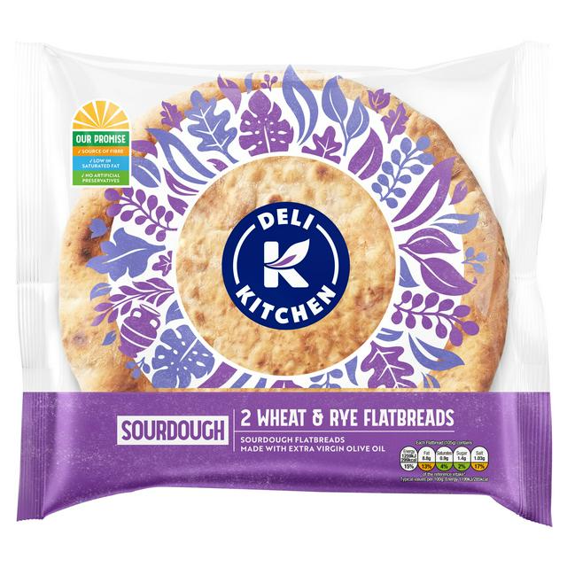 Deli Kitchen 2 x Sourdough Wheat & Rye Flatbreads - gallery image 1
