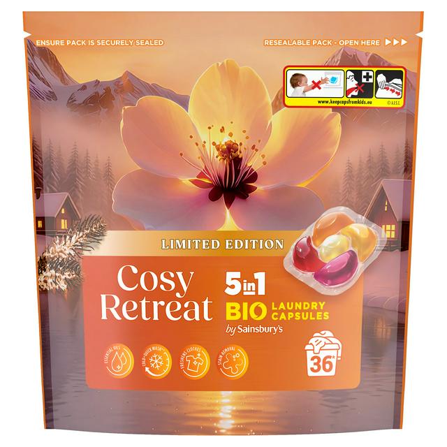 Sainsbury's 806g 5 in 1 Bio Cosy Retreat Laundry Capsules, Limited Edition - gallery image 1