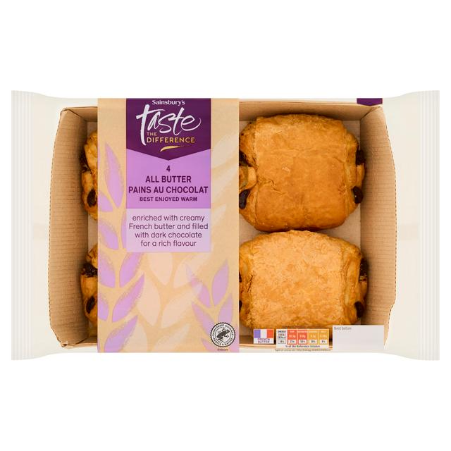 Sainsbury's 4 x All Butter Pain Au Chocolate, Taste the Difference - gallery image 1